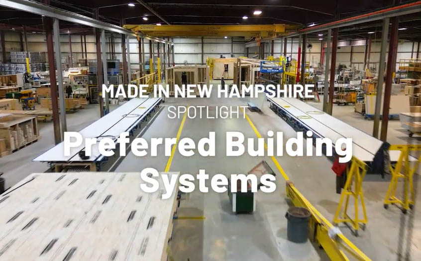 an image of a warehouse with the words Made in NH Spotlight: Preferred Building System written over it.