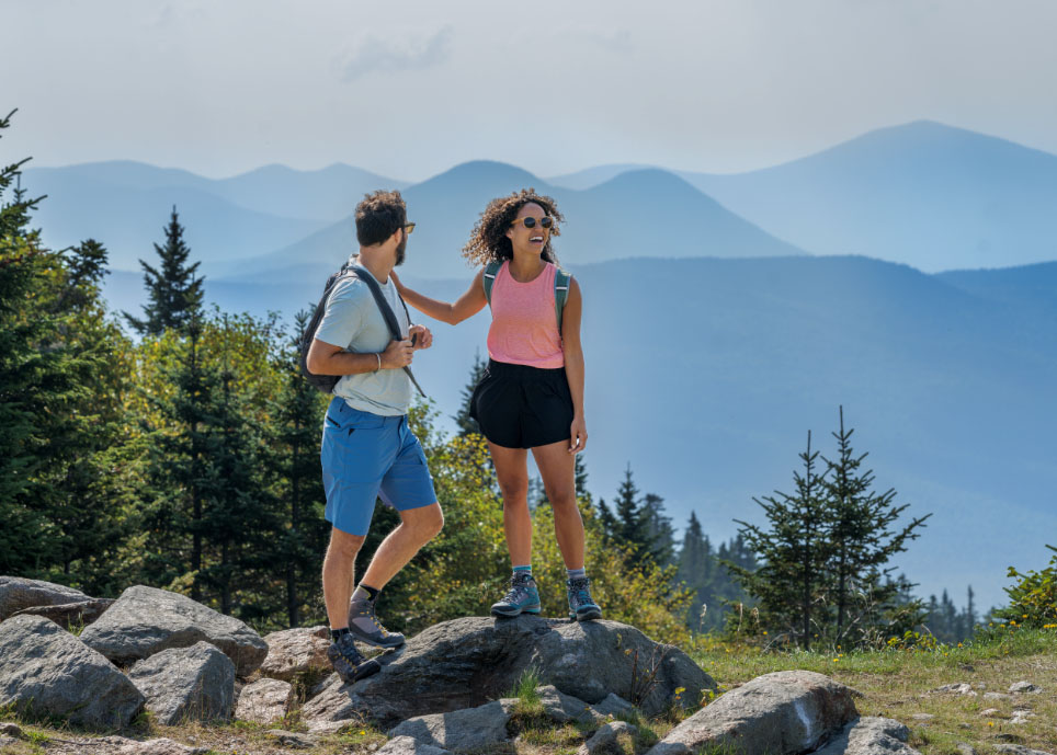 two hikers on a mountain