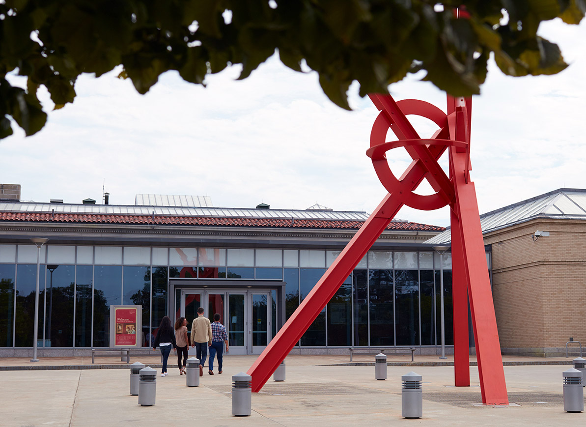 people entering a museum