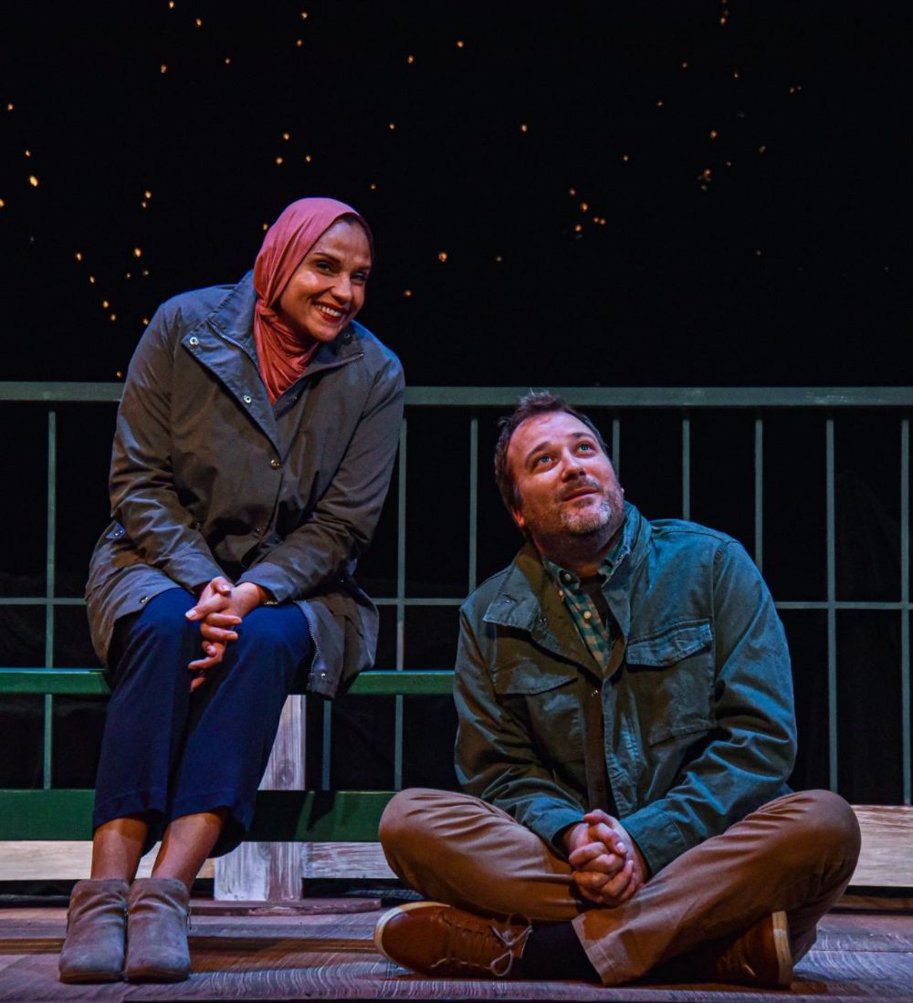 Mahida's Extra Key to Heaven by Russell Davis, Summer 2019. Photo credit: Lipofskyphoto.com. Pictured are Aliah Whitmore and Steven Michael Walters. Scenic Design: Charlie Morgan Lighting and Sound Design: Kevin Frazier. Costume Design: Bethany Mullins. Props Design: Emily Allinson. Production Stage Manager: Julia Perez. Assistant Stage Manager: Christian Rodriguez