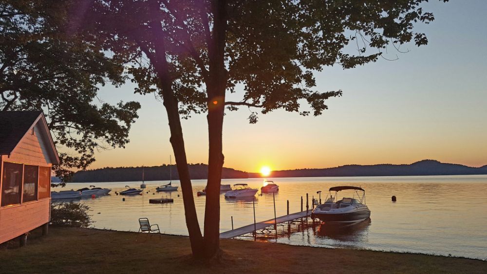 Sunset by Cottage and dock