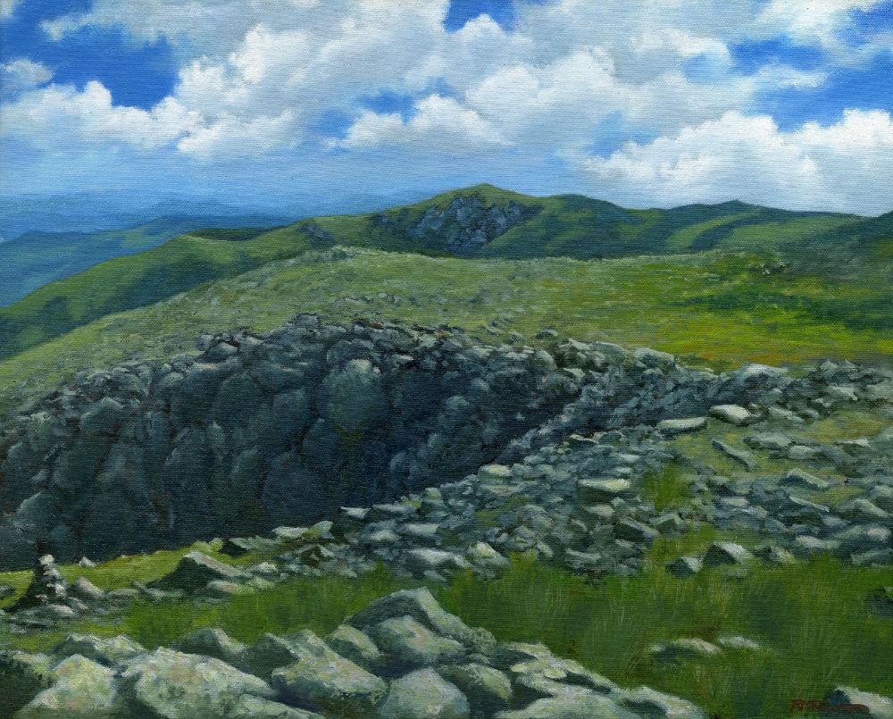 "Beyond the Ravines," 16 by 20 inch oil on canvas landscape painting by artist Rebecca M. Fullerton.