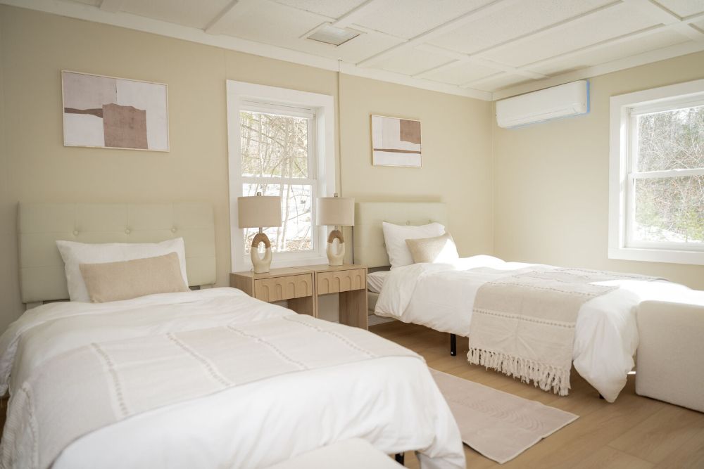 Rest easy in our sunlit twin bedroom