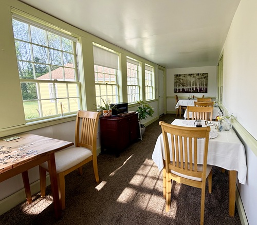 Breakfast served in the sunroom