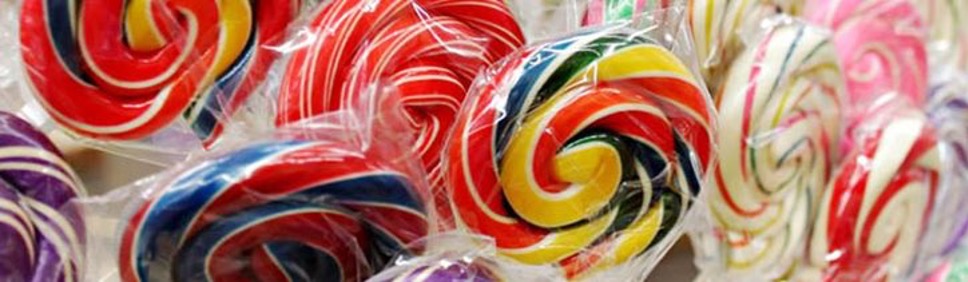 up close image of colorful lollipops