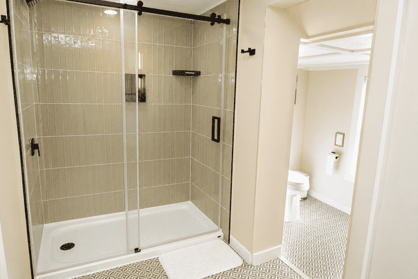 Modern bathroom with spacious walk-in shower